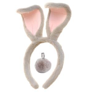 6766 Easter Bunny Headband And Pom Pom Tail Set For Rabbit